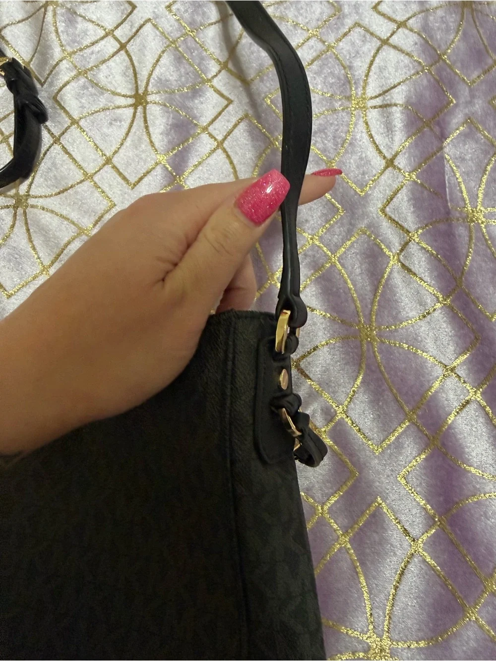 💥 Michael Kors Black MK Logo Bag with Gold Accents
